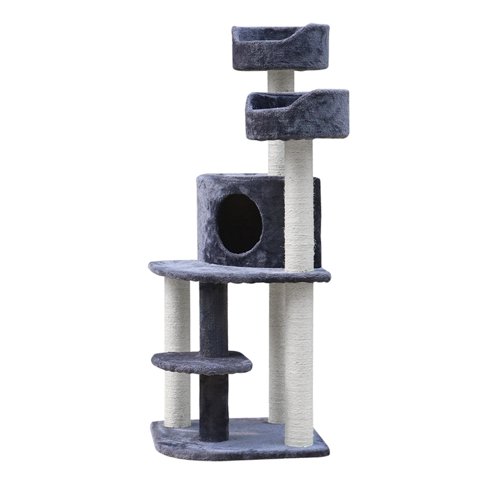 i.Pet 126cm Multi Level Cat Scratching Tree - Grey