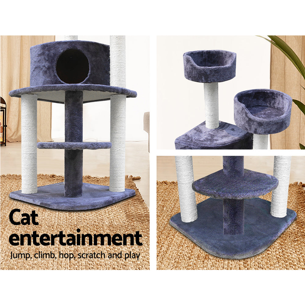 i.Pet 126cm Multi Level Cat Scratching Tree - Grey