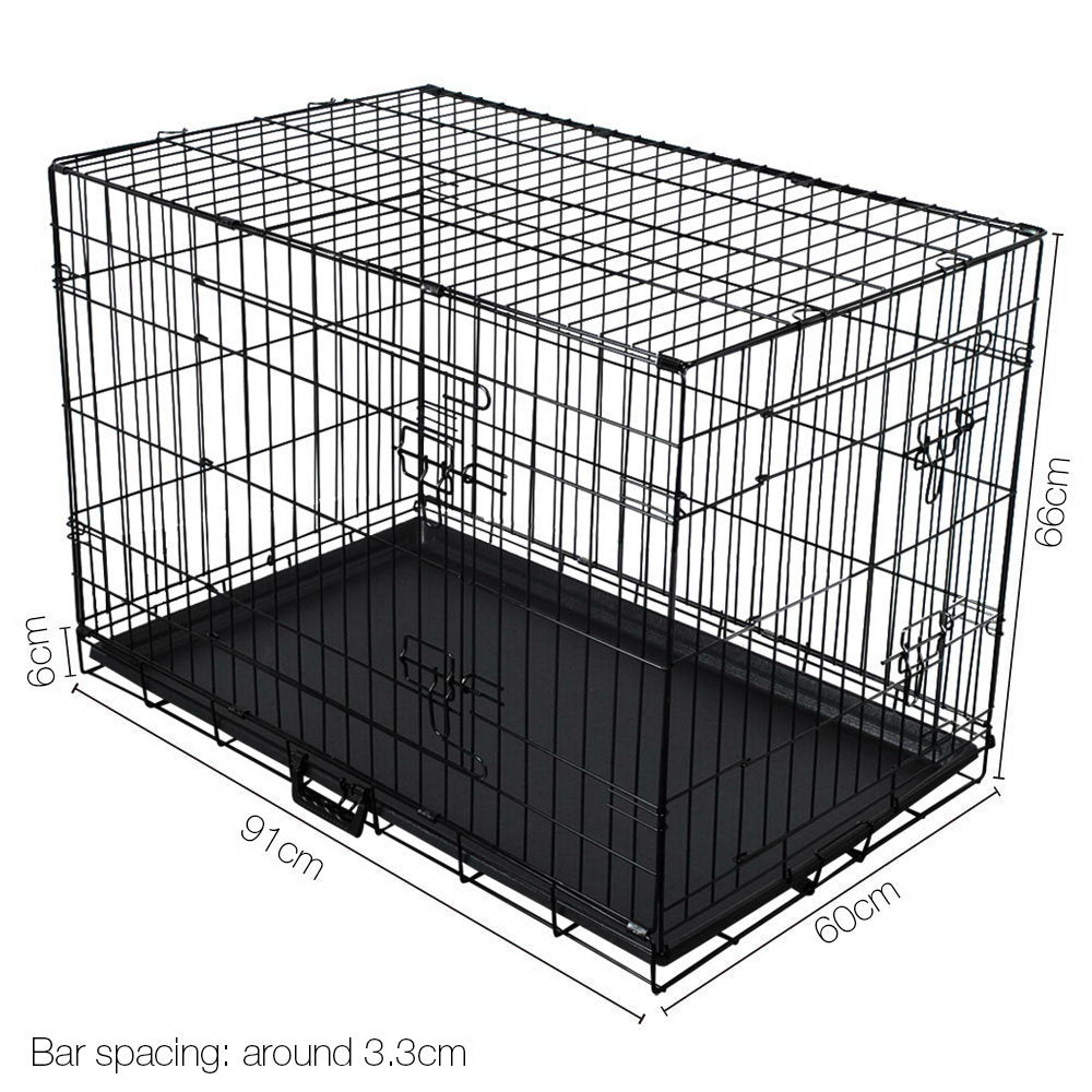 i.Pet 36inch Collapsible Pet Cage with Cover - Black & Green