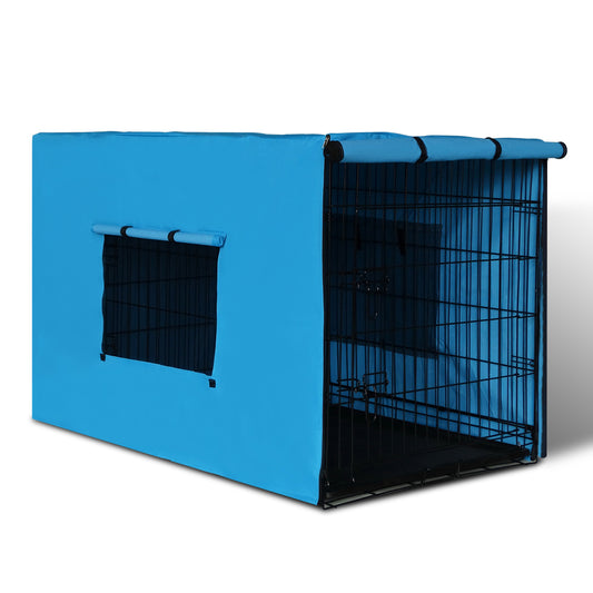 i.Pet 42inch Collapsible Pet Cage with Cover - Black & Blue