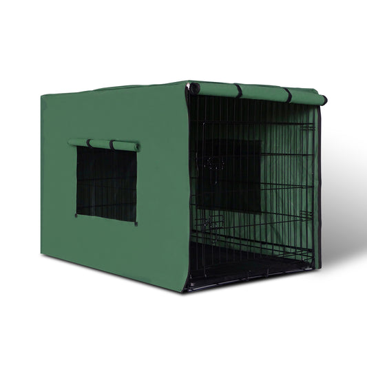 i.Pet 42inch Collapsible Pet Cage with Cover - Black & Green