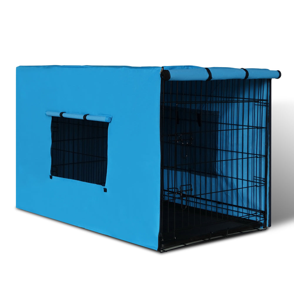 i.Pet 48inch Collapsible Pet Cage with Cover - Black & Blue