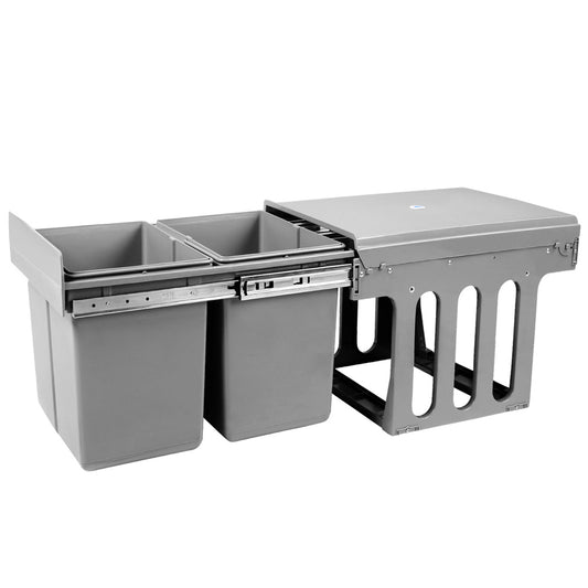 Set of 2 15L Twin Pull Out Bins - Grey