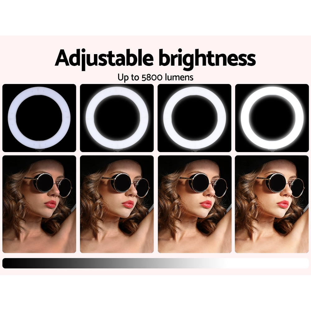 19" LED Ring Light 6500K 5800LM Dimmable Diva With Stand Make Up Studio Video