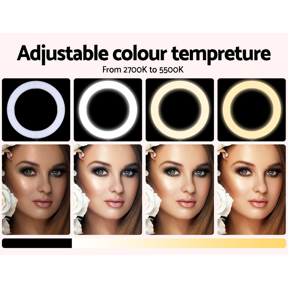 19" LED Ring Light 6500K 5800LM Dimmable Diva With Stand Make Up Studio Video