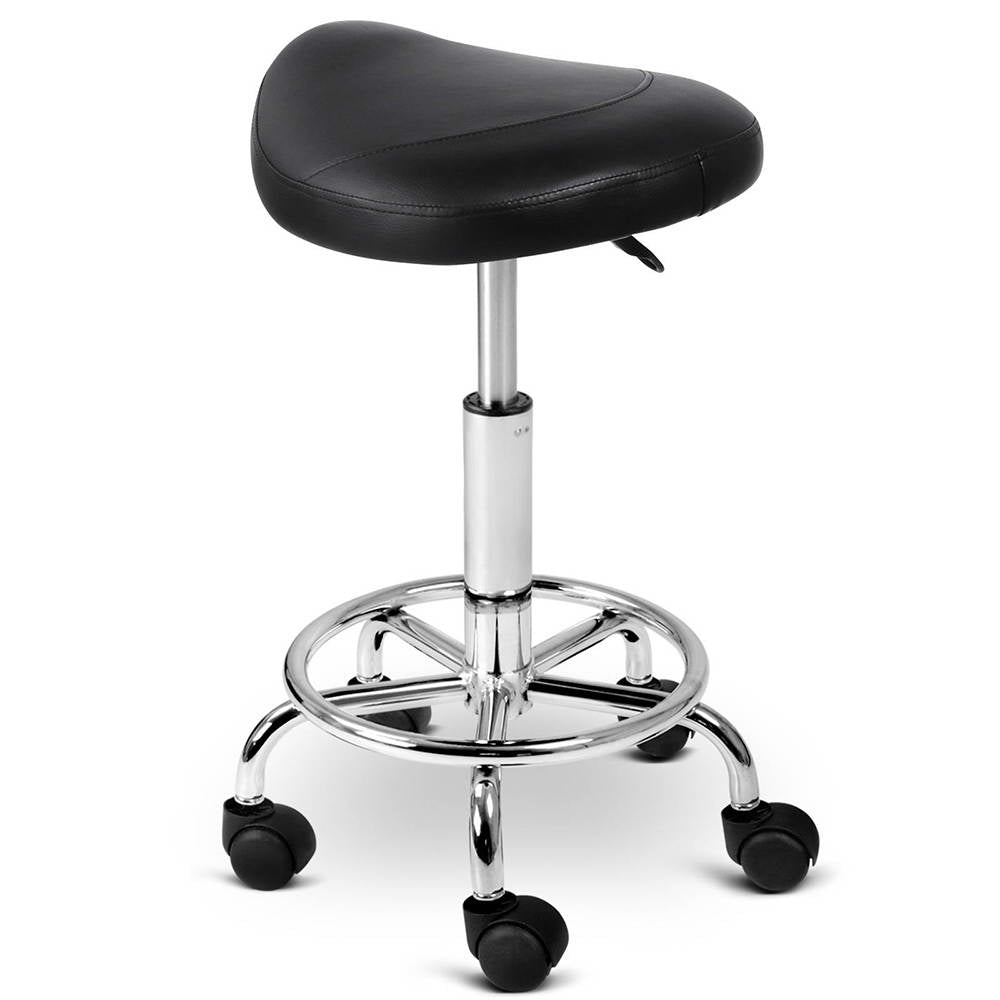 Artiss PU Leather Swivel Saddle Salon Chair - Black