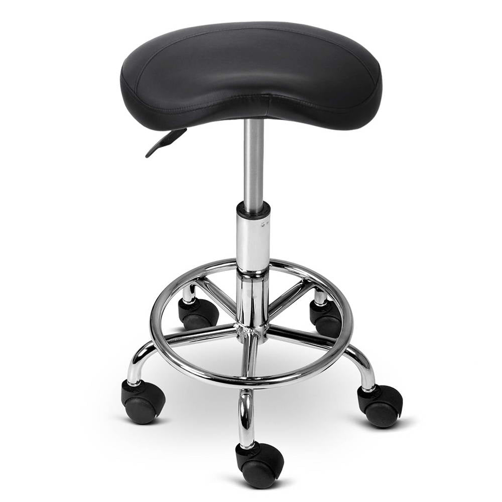 Artiss PU Leather Swivel Saddle Salon Chair - Black