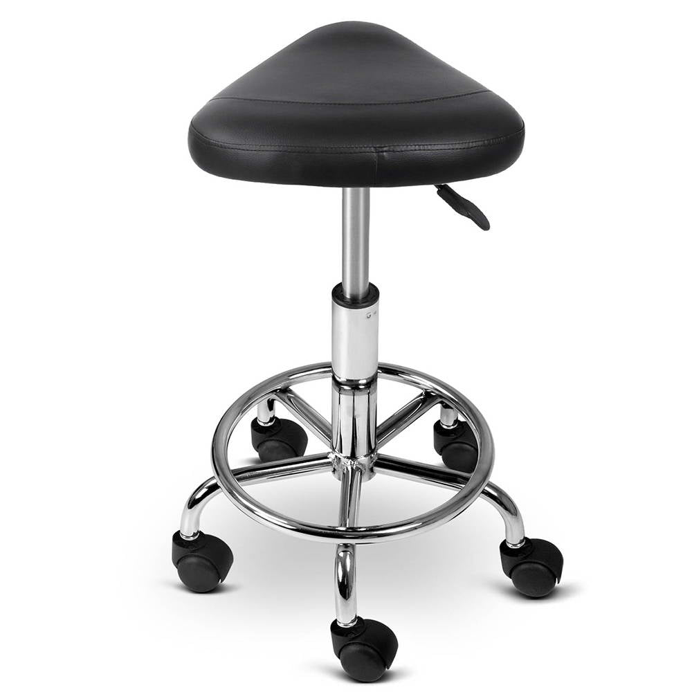 Artiss PU Leather Swivel Saddle Salon Chair - Black