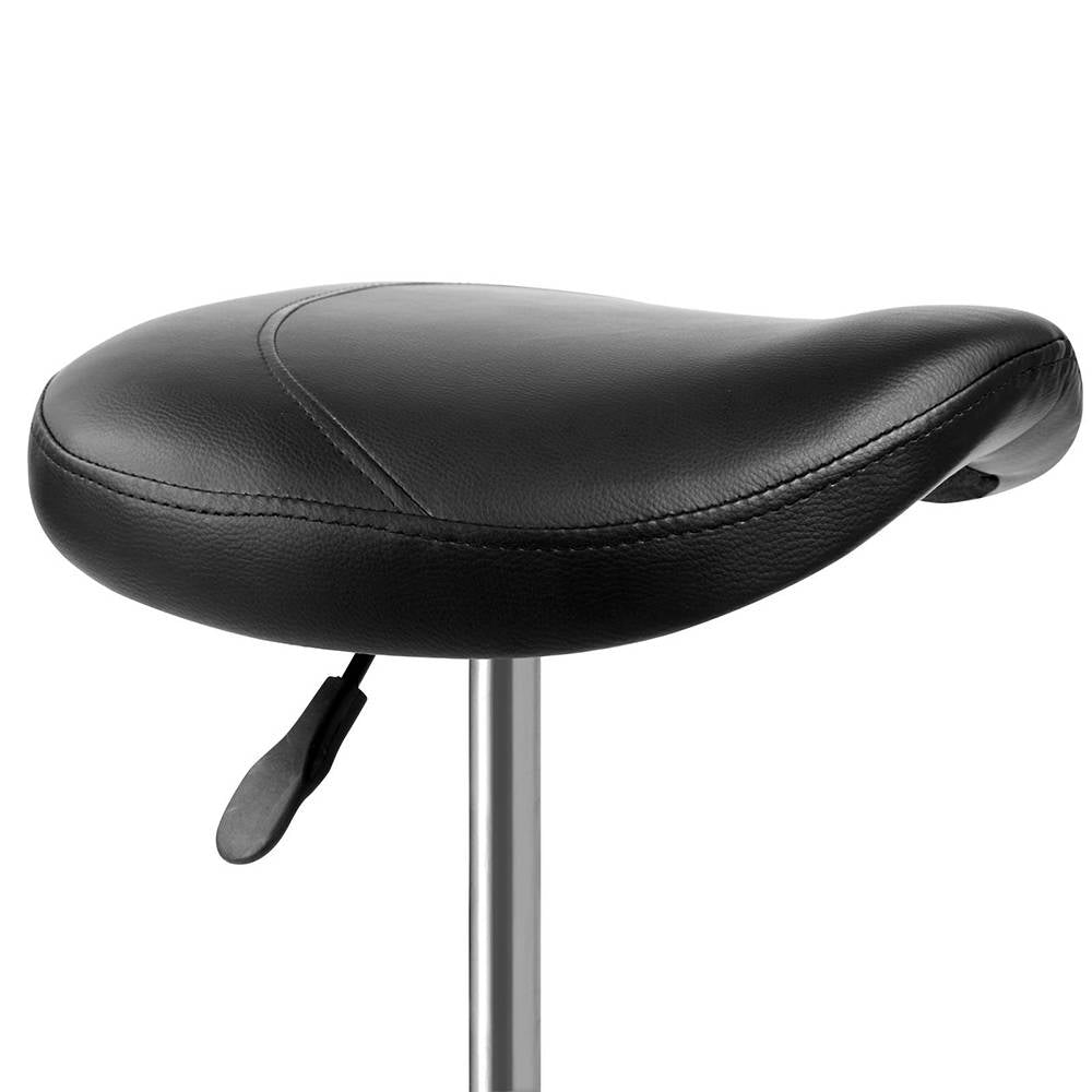 Artiss PU Leather Swivel Saddle Salon Chair - Black