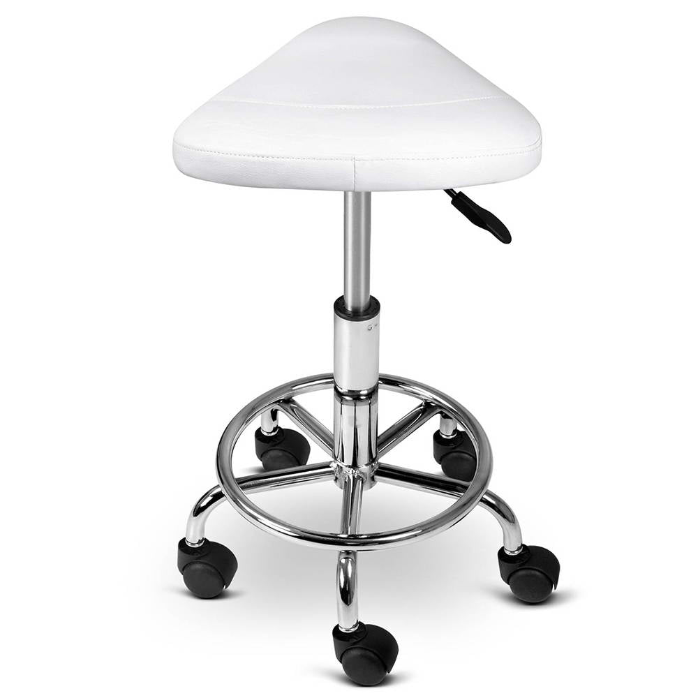 Artiss PU Leather Swivel Saddle Salon Chair - White