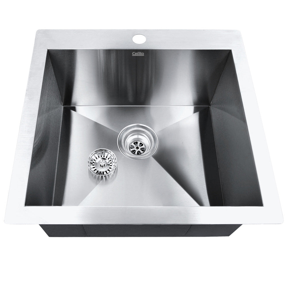 Cefito 53cm x 50cm Stainless Steel Kitchen Sink Under/Top/Flush Mount Silver