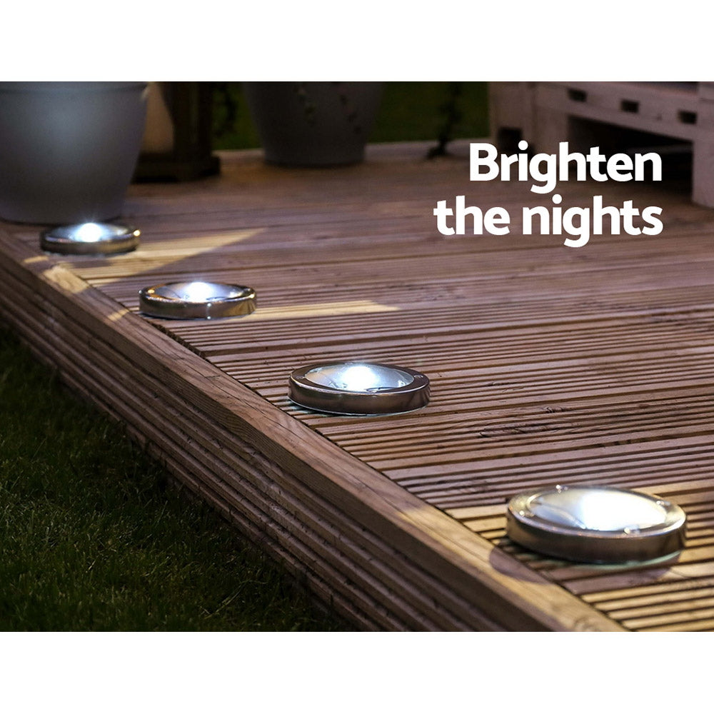 Set of 6 Solar Deck Light - Silver