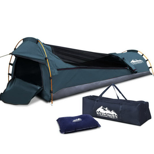 Weisshorn Biker Single Swag Camping Swag Canvas Tent - Navy