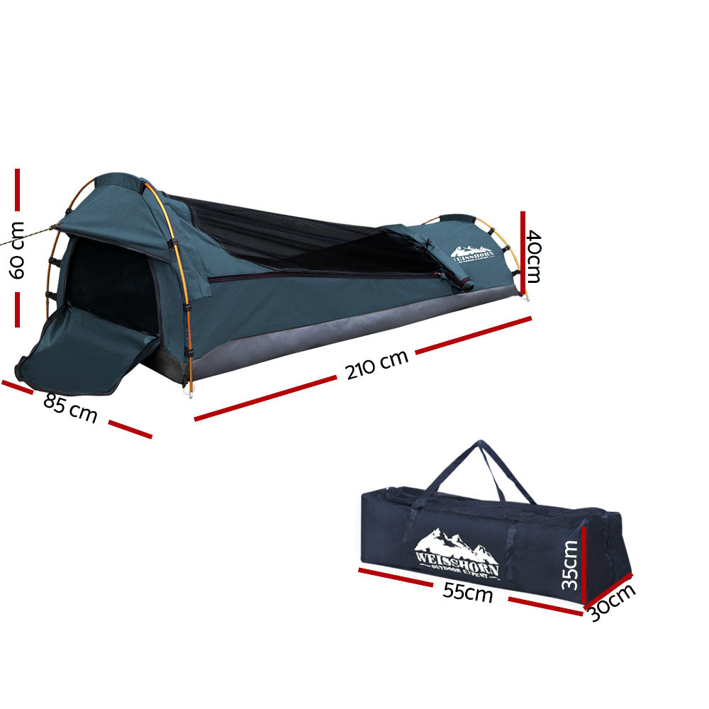 Weisshorn Biker Single Swag Camping Swag Canvas Tent - Navy