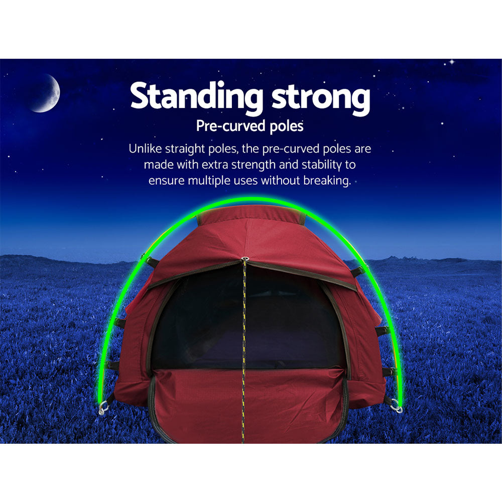 Weisshorn Biker Single Swag Camping Swag Canvas Tent - Red