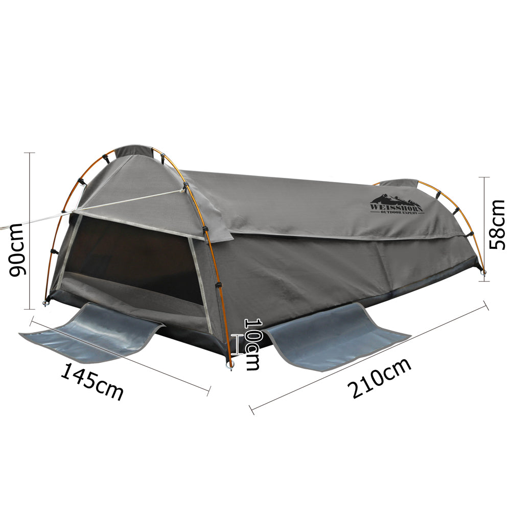Weisshorn Double Swag Camping Swag Canvas Tent - Grey