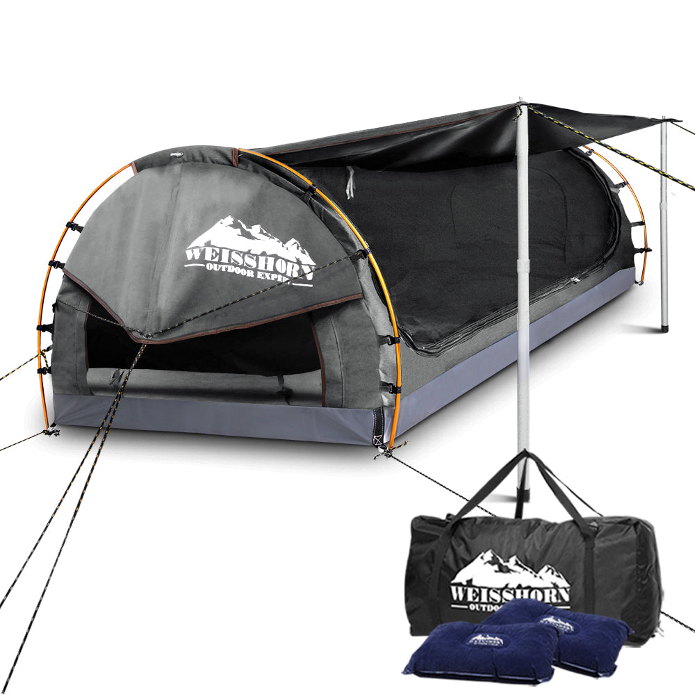 Weisshorn Double Swag Camping Swag Canvas Tent - Grey