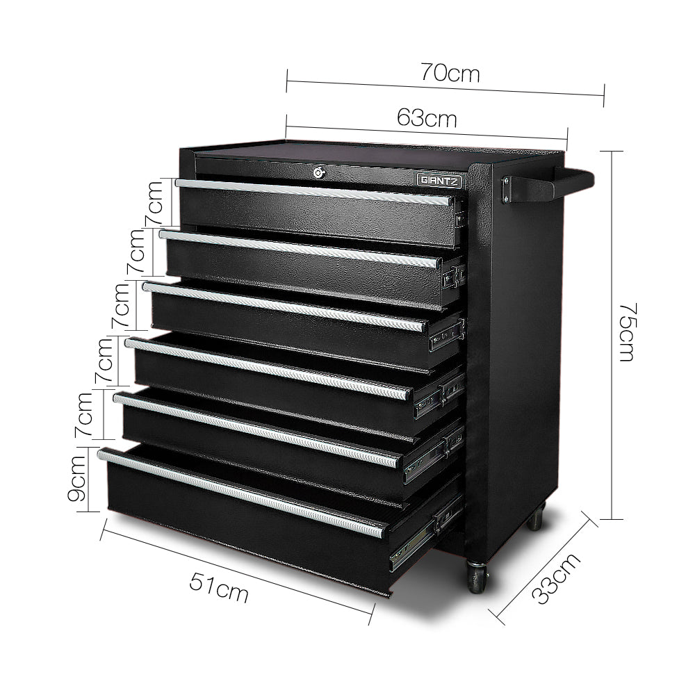 Giantz 6 Drawer Mechanic Tool Box Storage - Black