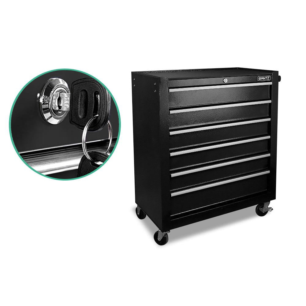 Giantz 6 Drawer Mechanic Tool Box Storage - Black