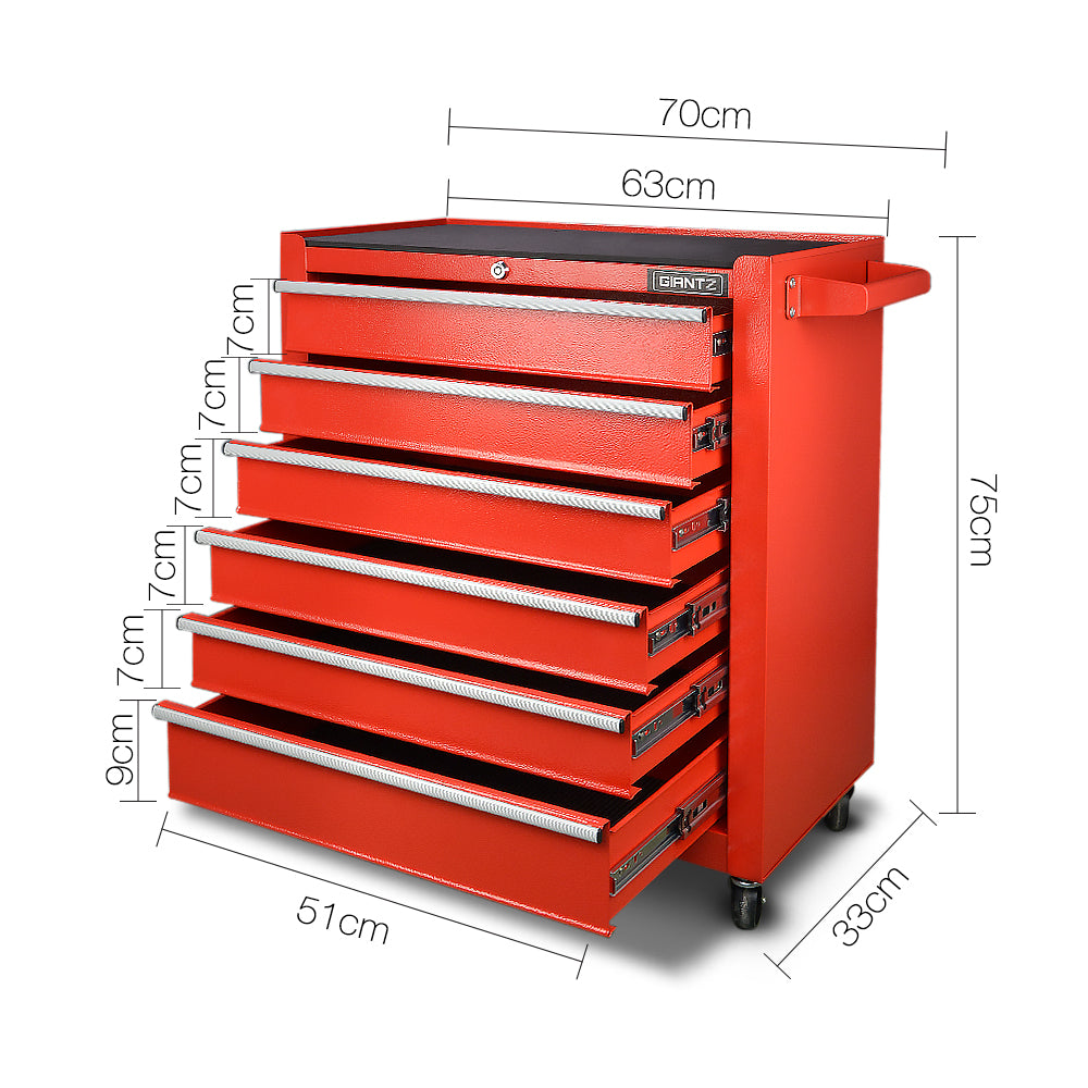 Giantz 6 Drawer Mechanic Tool Box Storage - Red