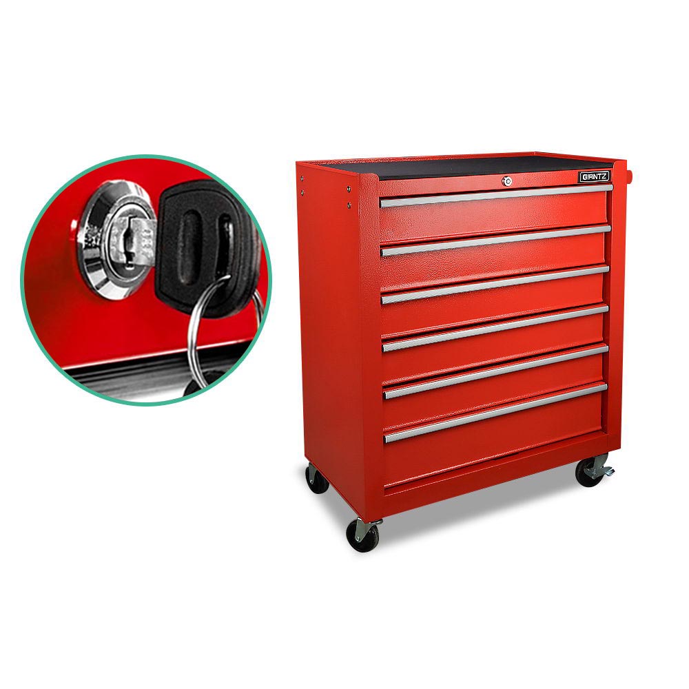 Giantz 6 Drawer Mechanic Tool Box Storage - Red