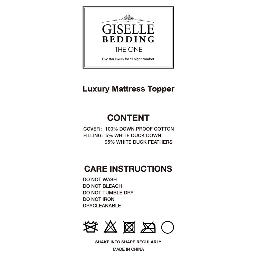Giselle Bedding Double Size Duck Feather & Down Mattress Topper