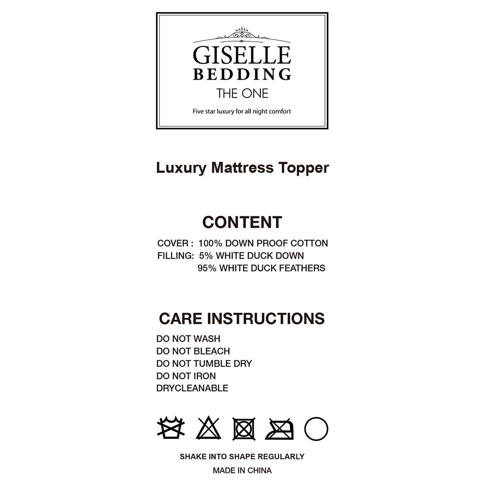 Giselle Bedding Queen Size Duck Feather & Down Mattress Topper