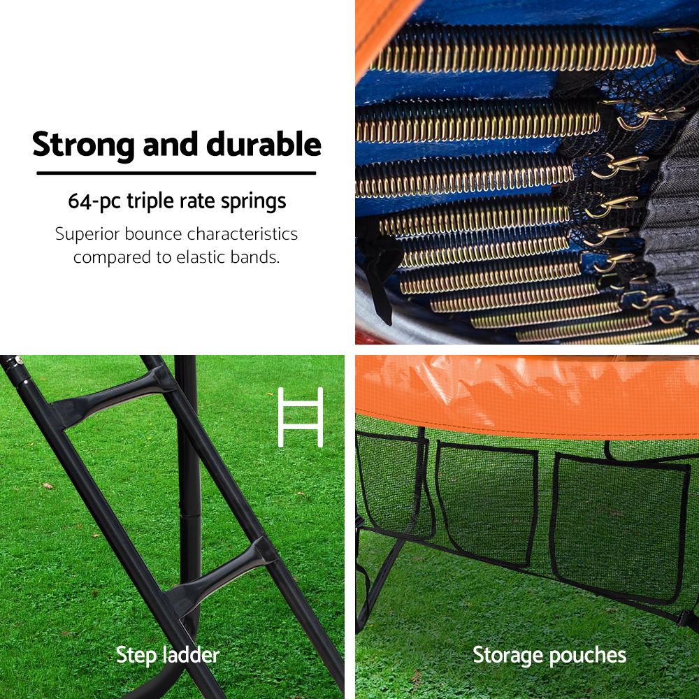 Everfit 10FT Trampoline With Basketball Hoop - Orange