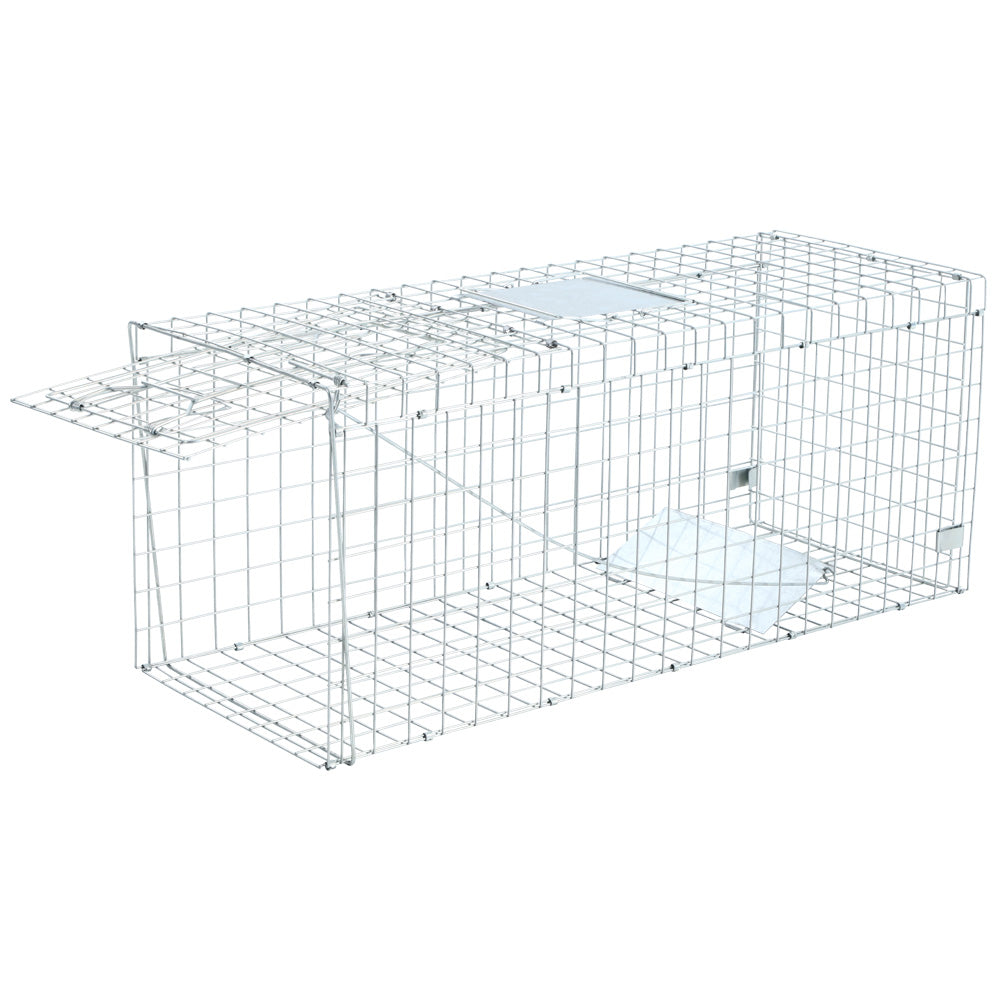 Humane Animal Trap Cage 108 x 40 x 45cm  - Silver