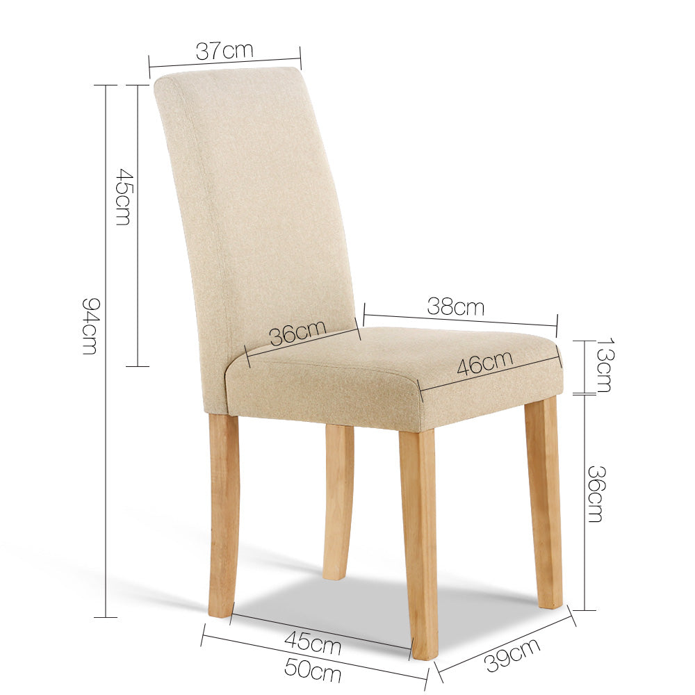 Artiss Set of 2 Fabric Dining Chair - Beige