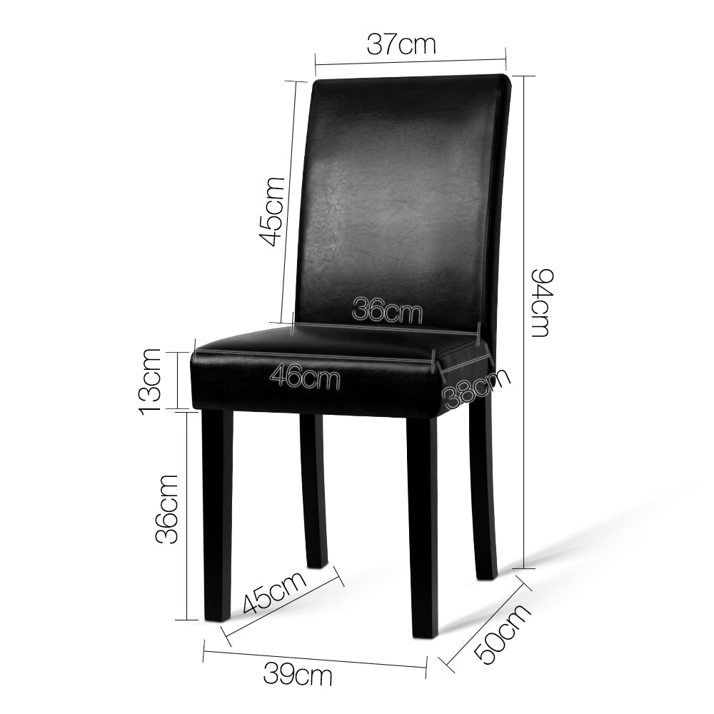 Artiss Set of 2 PU Leather Dining Chairs - Black