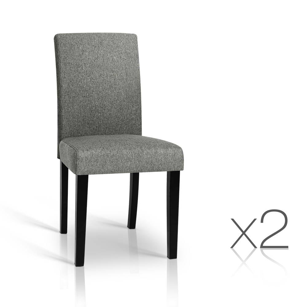 Artiss Set of 2 Fabric Dining Chairs - Grey