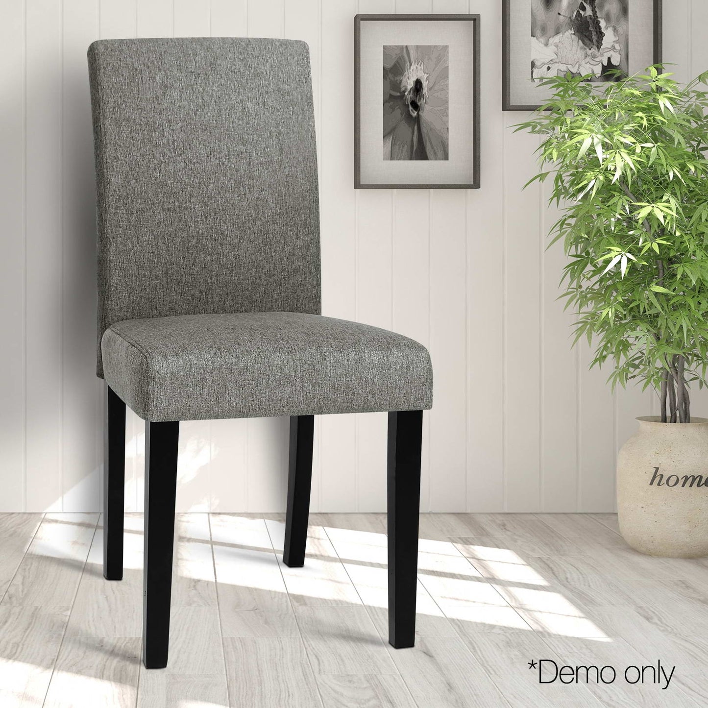 Artiss Set of 2 Fabric Dining Chairs - Grey